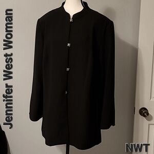 Jennifer West Woman Black Dress Suit Coat Embroidered Accent Plus Size 18W NWT